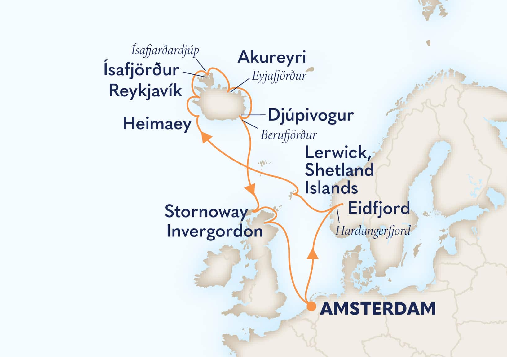 14-Day Legends Of Iceland & Scotland Itinerary Map