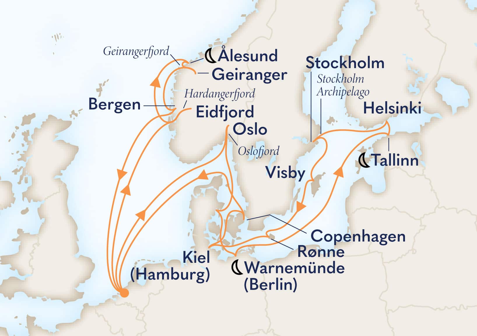 21-Day Norse Legends & Jewels Of The Baltic Itinerary Map