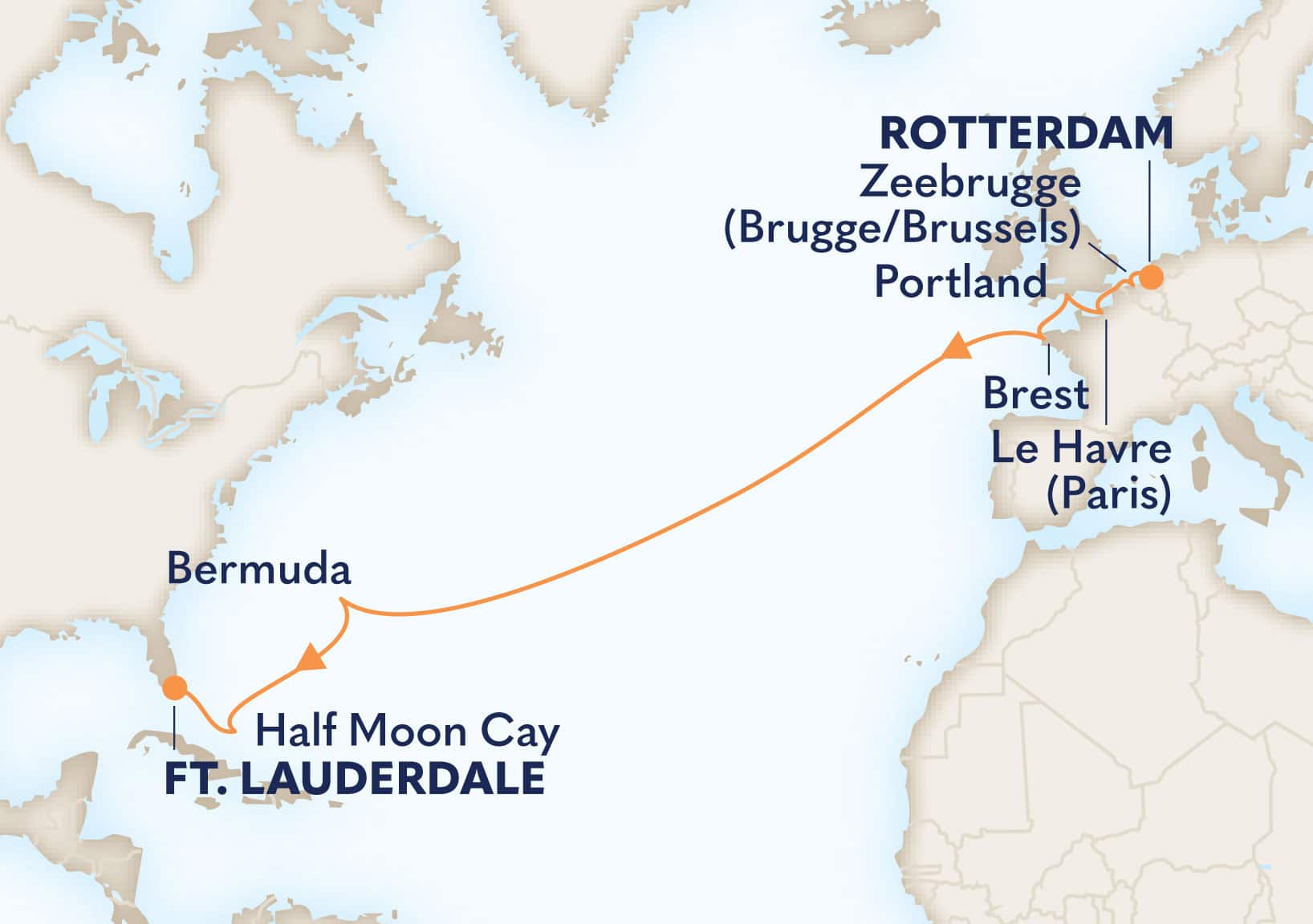 15-Day Atlantic Sojourn Itinerary Map