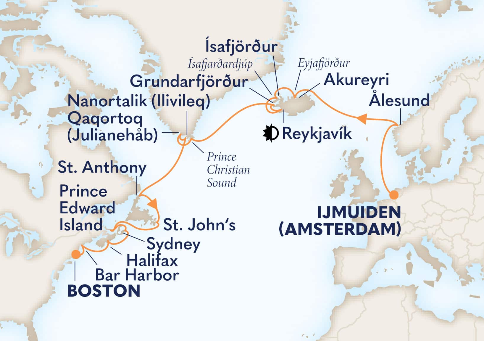 21-Day Viking Passage Itinerary Map