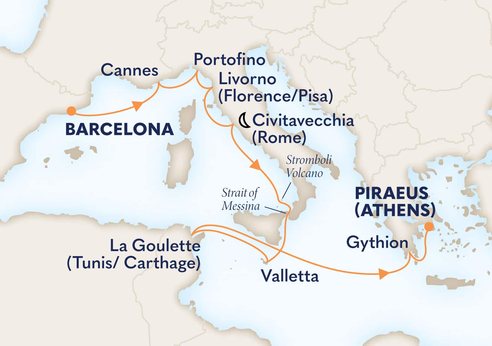 10-Day Traversing The Mediterranean: Riviera Retreat Itinerary Map