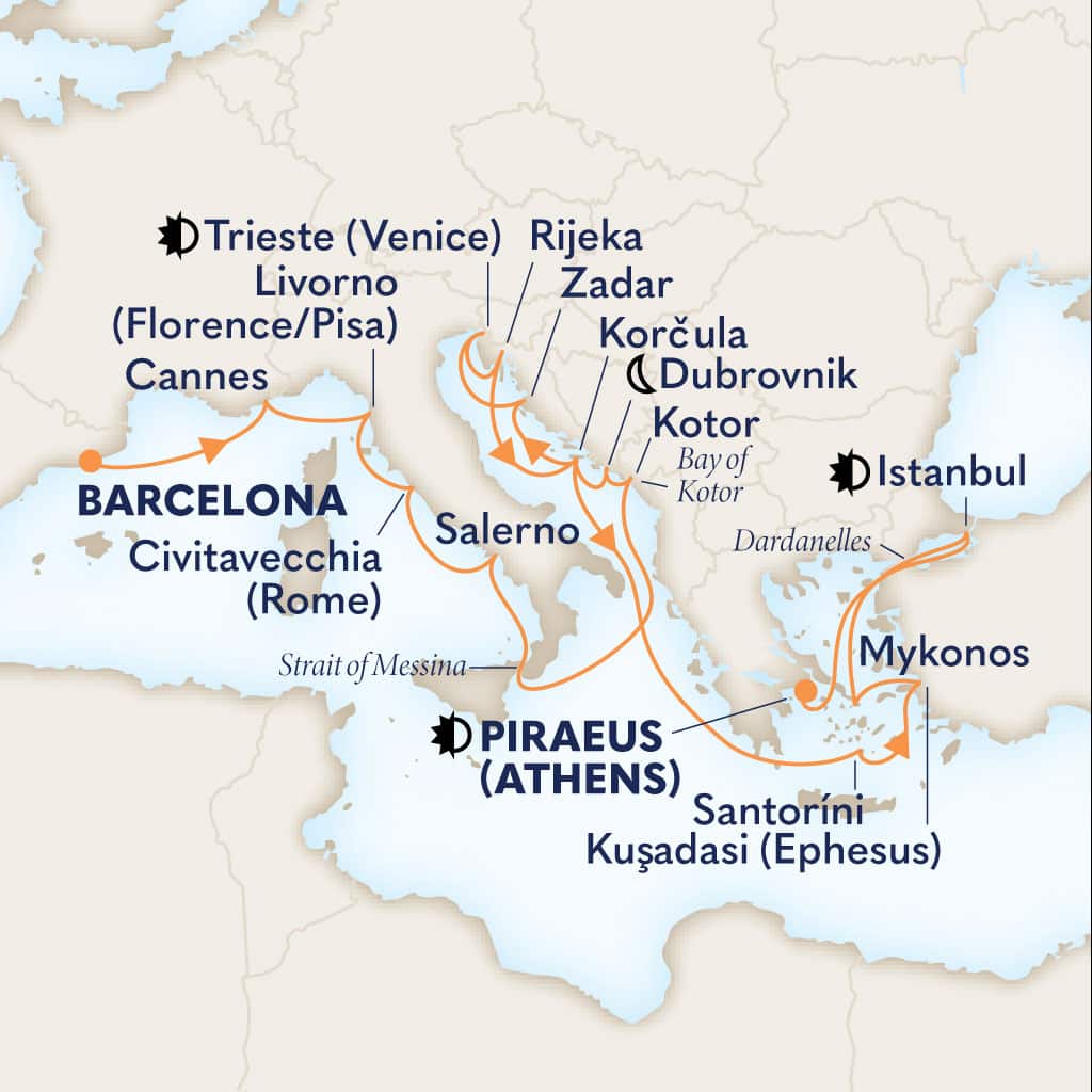 Itinerary map of 21-DAY ITALY, ATHENS & ADRIATIC: VENICE, CROATIA & SANTORINI