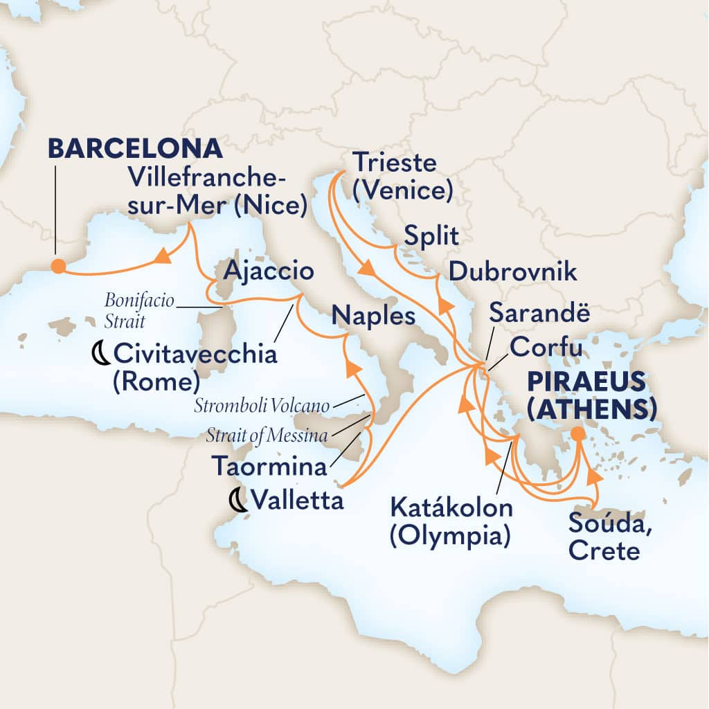 Itinerary map of 21-DAY ADRIATIC TRAVERSING: DALMATIAN COAST & ITALY