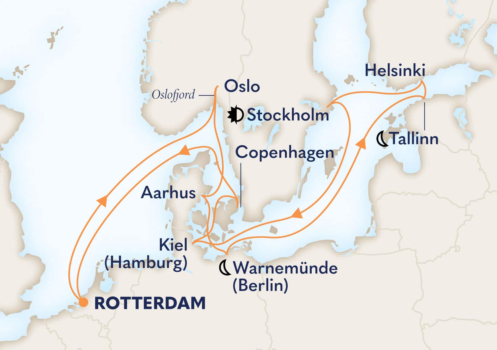 14-Day Baltic & Scandinavian Capitals: Stockholm Overnight Itinerary Map