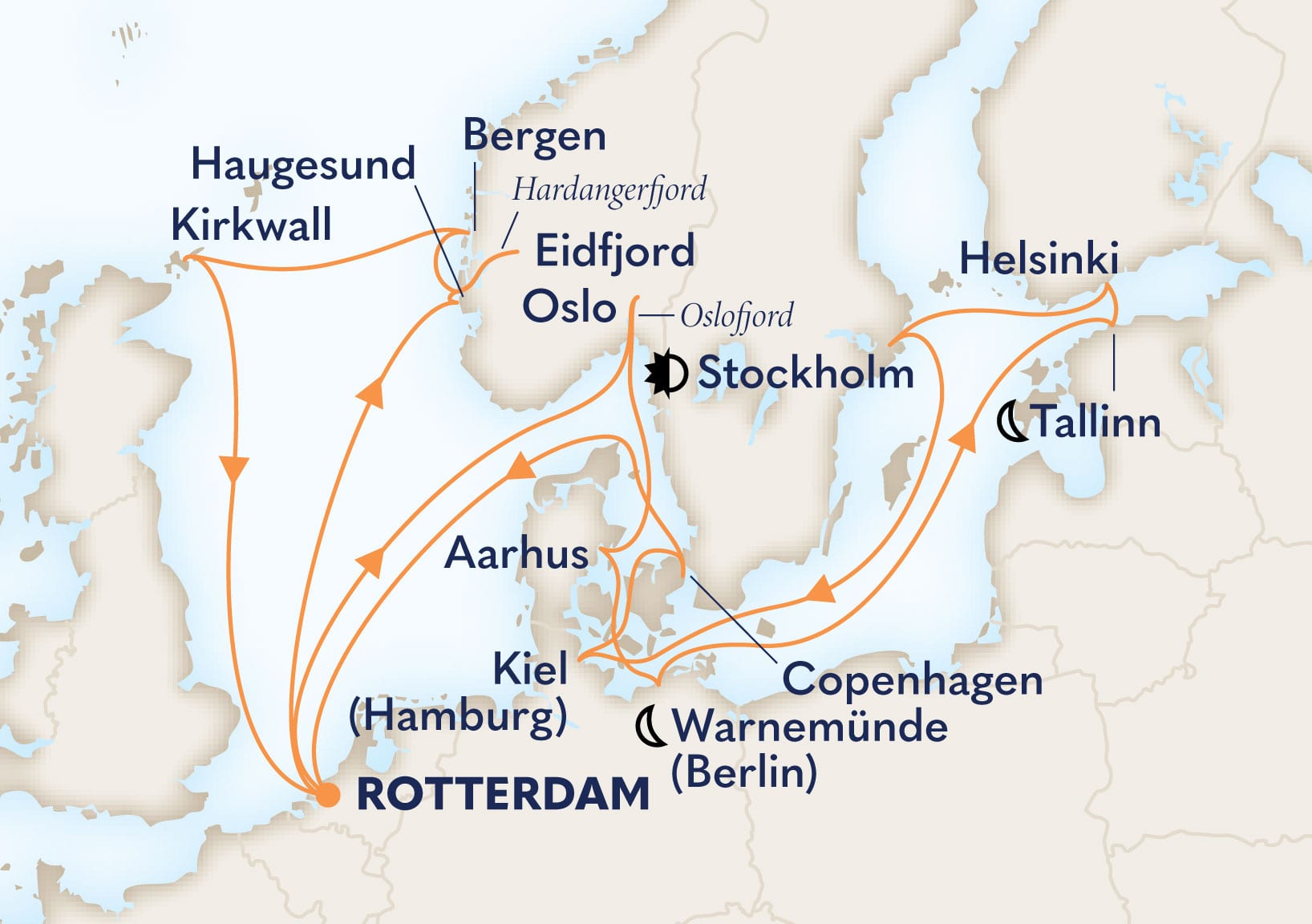21-Day Capitals & Fjords: Stockholm Overnight & Scotland Itinerary Map