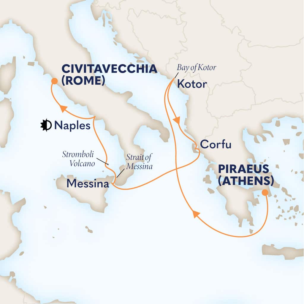 Itinerary map of 7-DAY MEDITERRANEAN MARVELS OF POMPEII WITH HISTORY CHANNEL