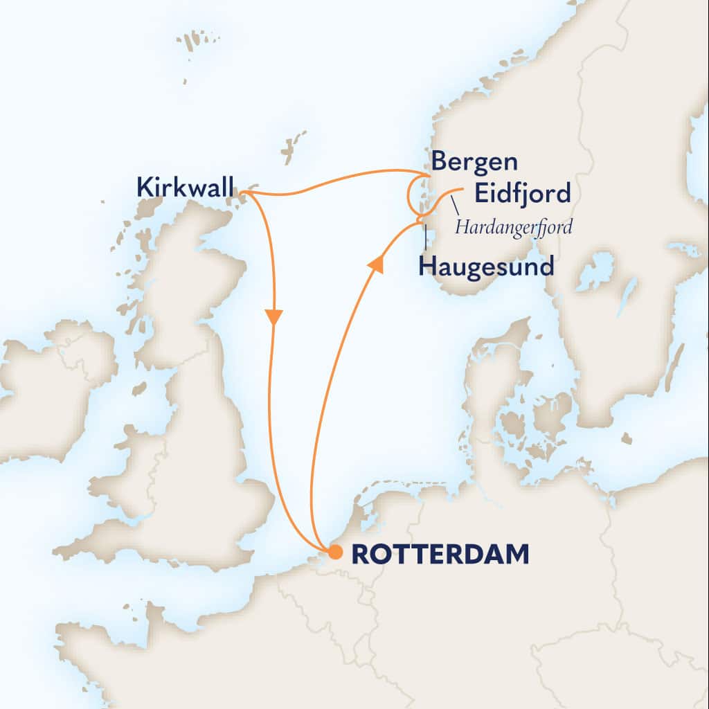 Itinerary map of 7-DAY NORWEGIAN FJORDS & SCOTLAND WITH HISTORY CHANNEL