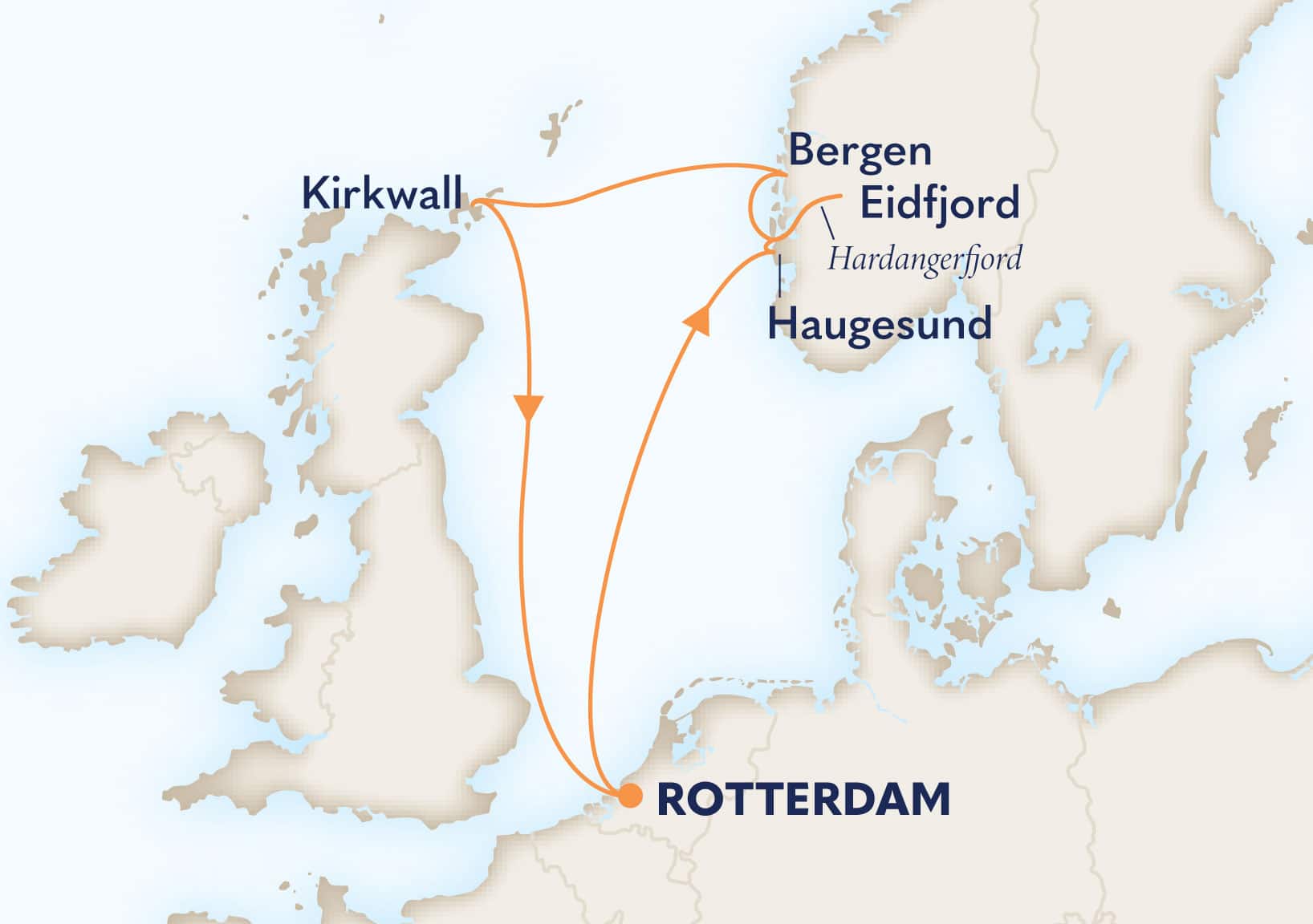 7-Day Norwegian Fjords With Scotland Itinerary Map
