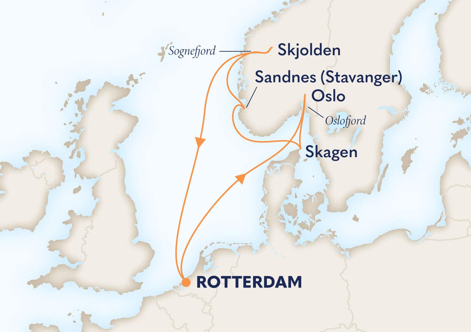 7-Day Norwegian Fjords & Scandinavia With History Channel Itinerary Map