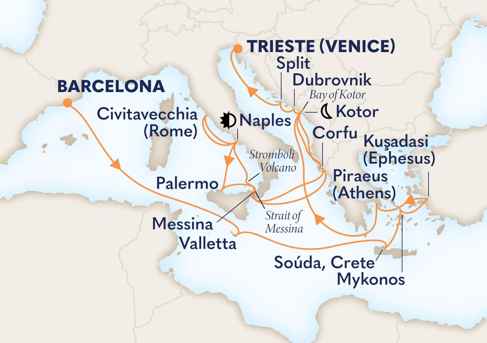 24-Day Greek Isles, Malta & Croatia Itinerary Map