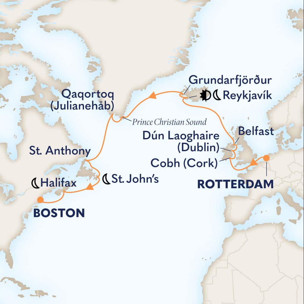 Itinerary map of 18-DAY VOYAGE OF THE VIKINGS