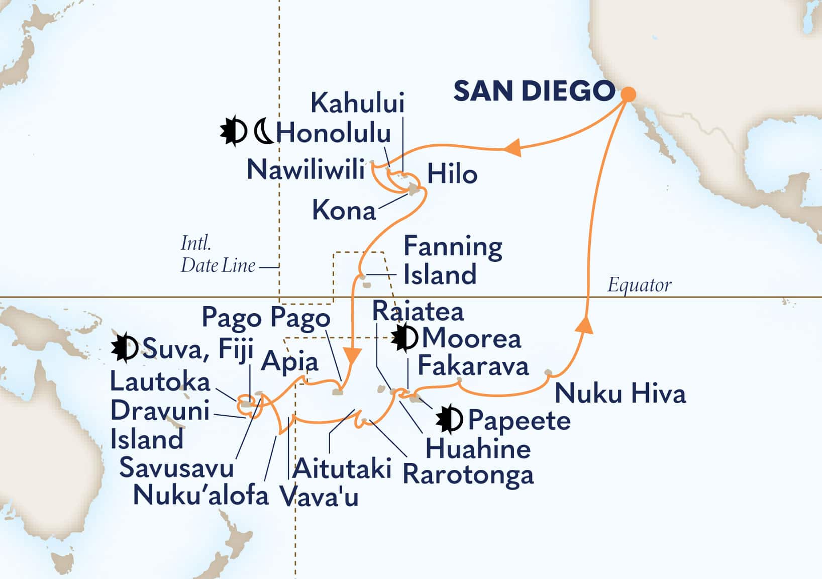 51-Day Tales Of The South Pacific Itinerary Map