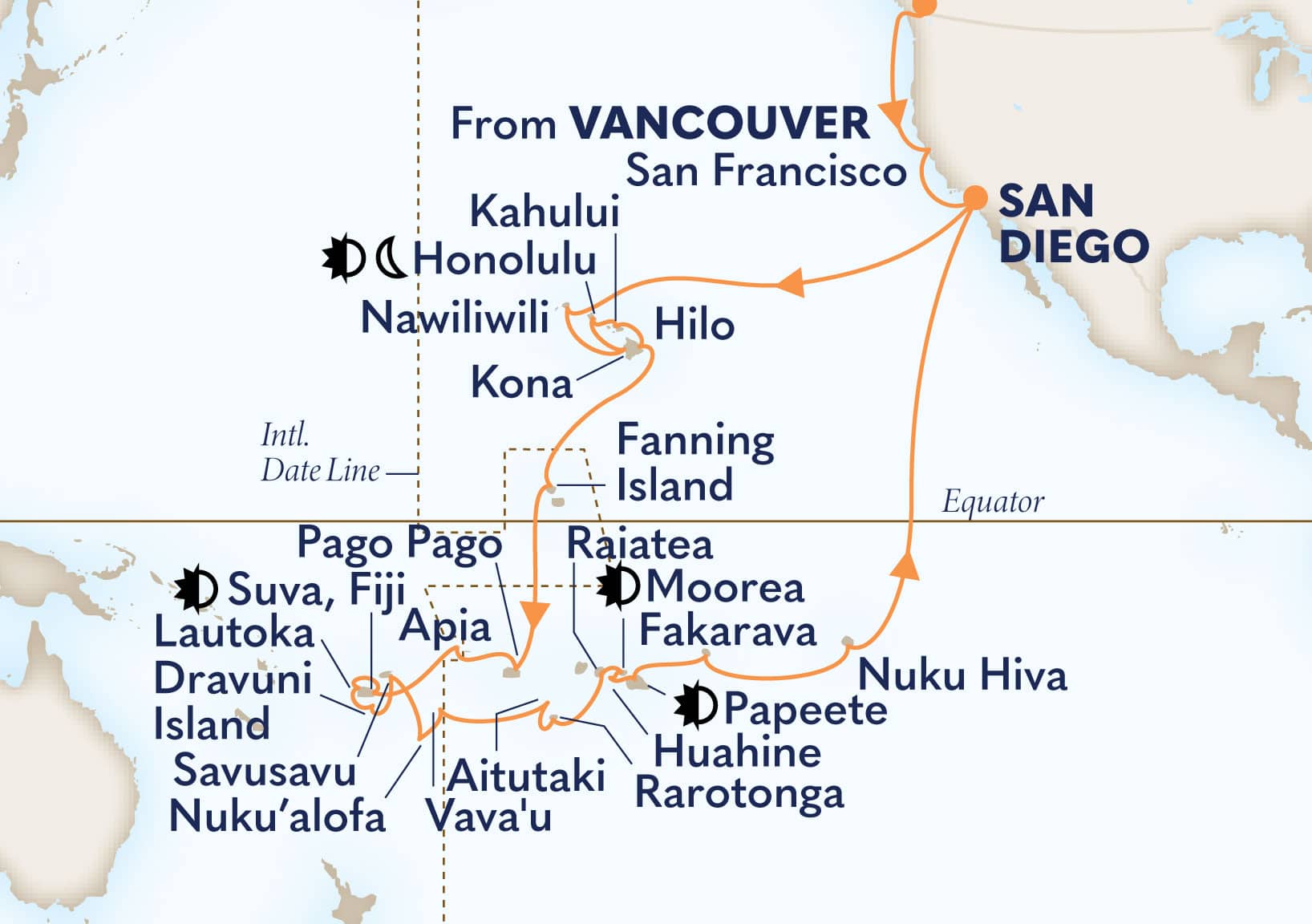 56-Day Tales Of The South Pacific Itinerary Map