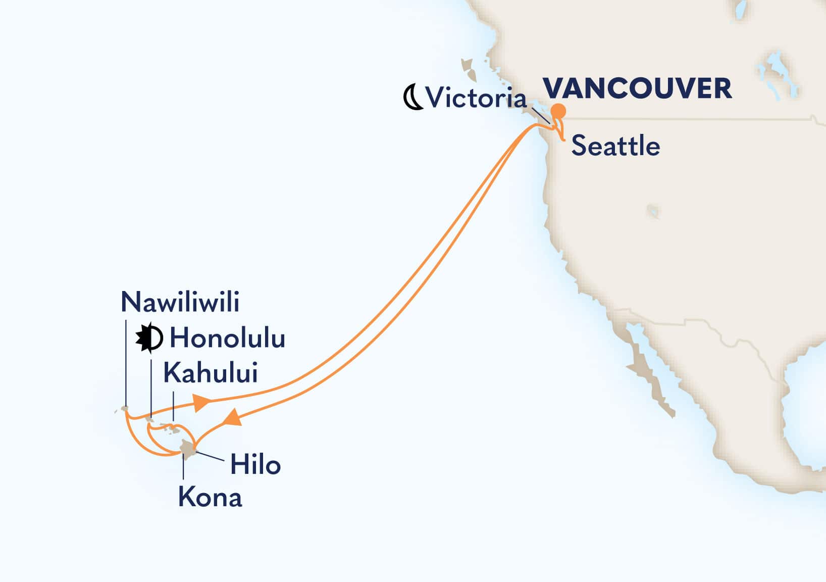 21-Day Circle Hawaii & Pacific Northwest Cruise Itinerary Map