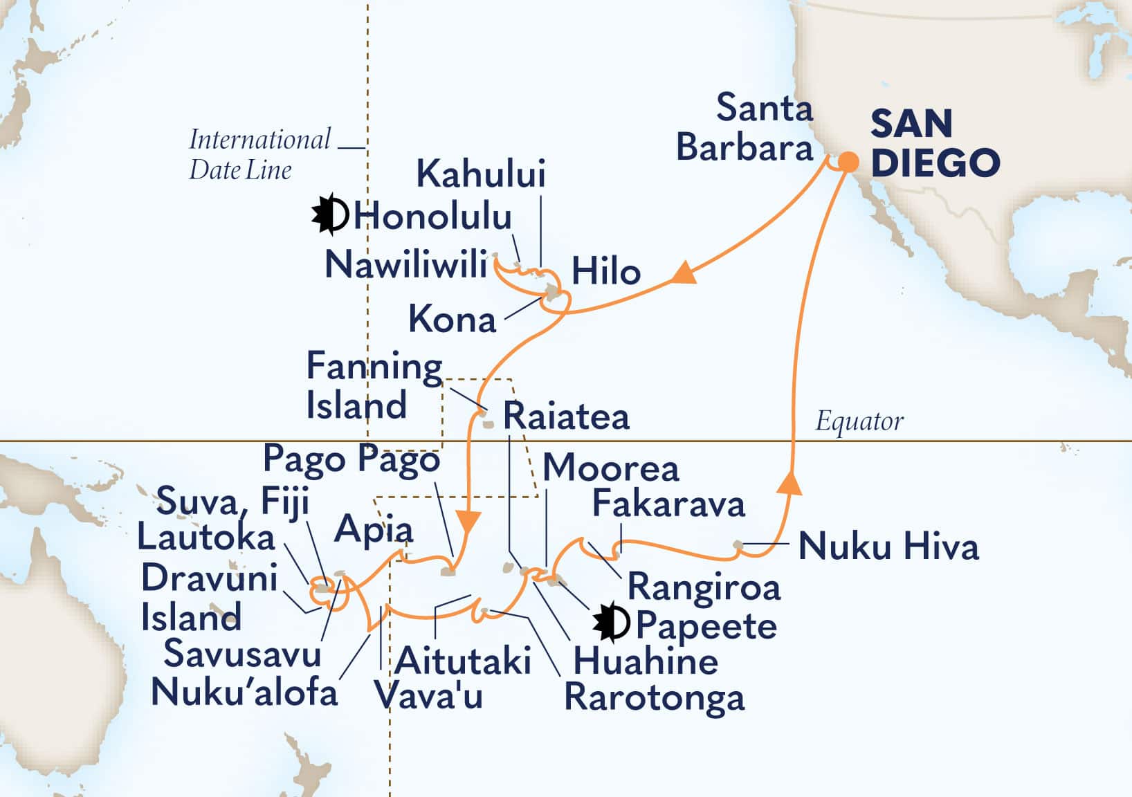 51-Day Tales Of The South Pacific Itinerary Map