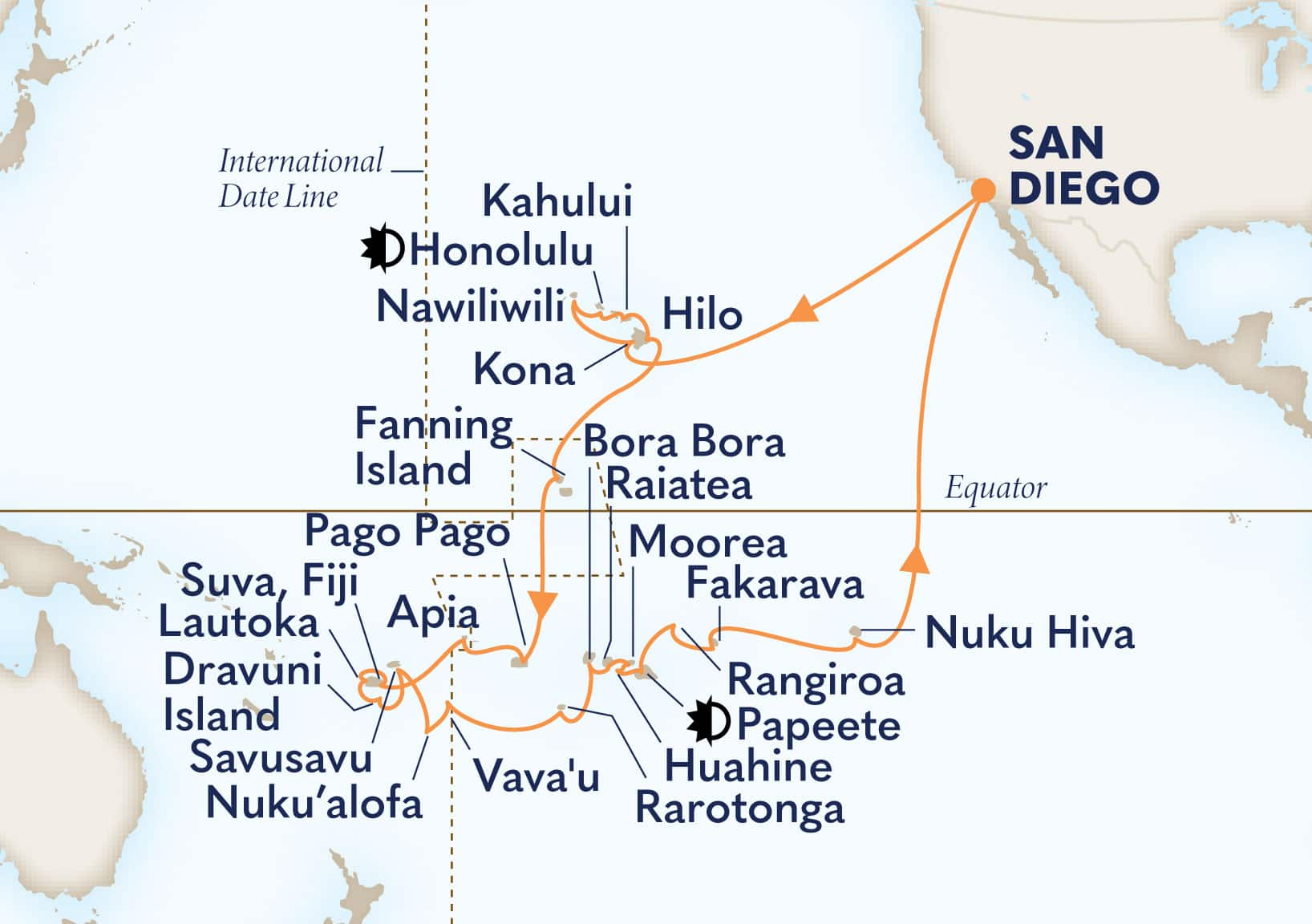 51-Day Tales Of The South Pacific Itinerary Map