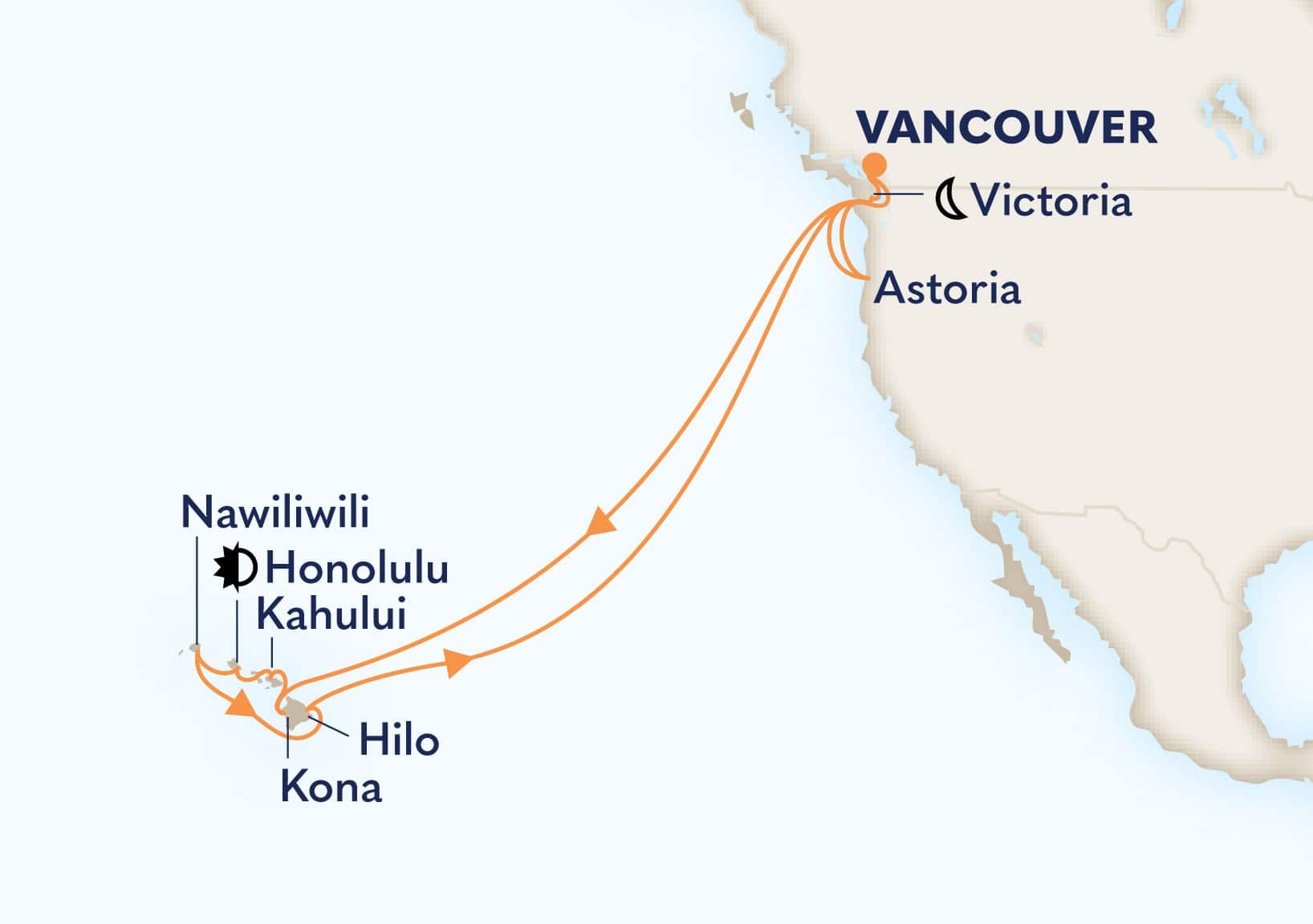 22-Day Circle Hawaii & Pacific Northwest Collector Itinerary Map