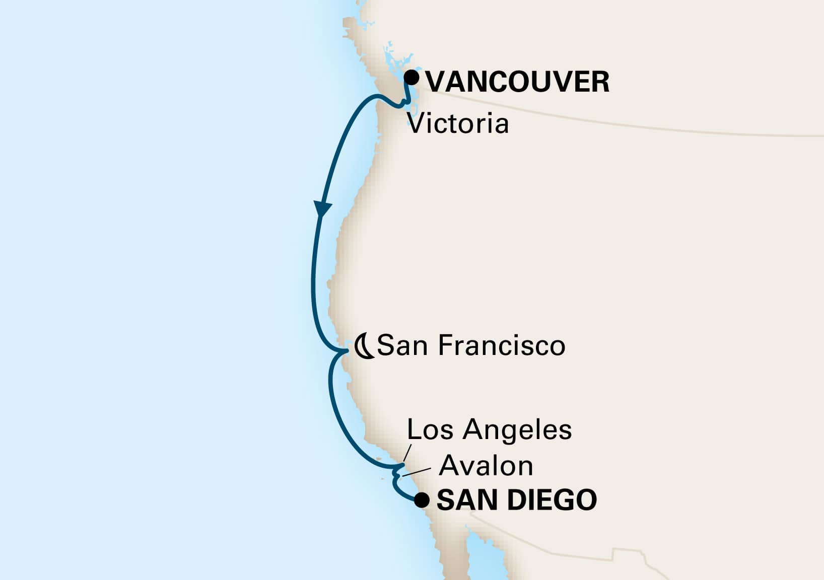MapDepicting 7-Day Wine Country & Pacific Northwest Departs San Diego, California, US Arrive …