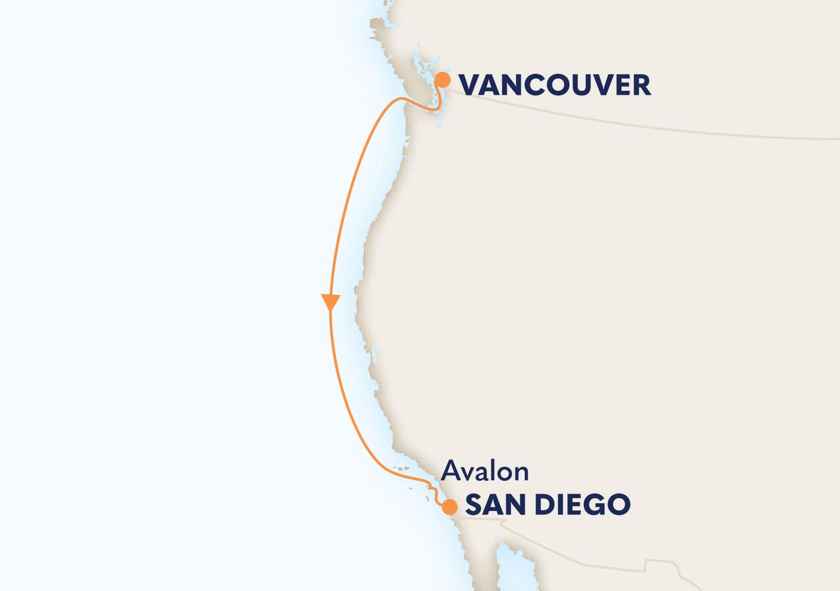 4-Day Pacific Coastal Cruise Itinerary Map