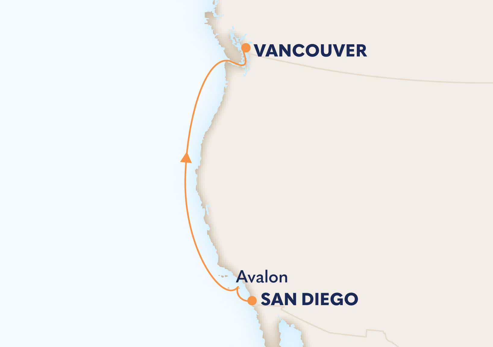 4-Day Pacific Coastal Cruise Itinerary Map