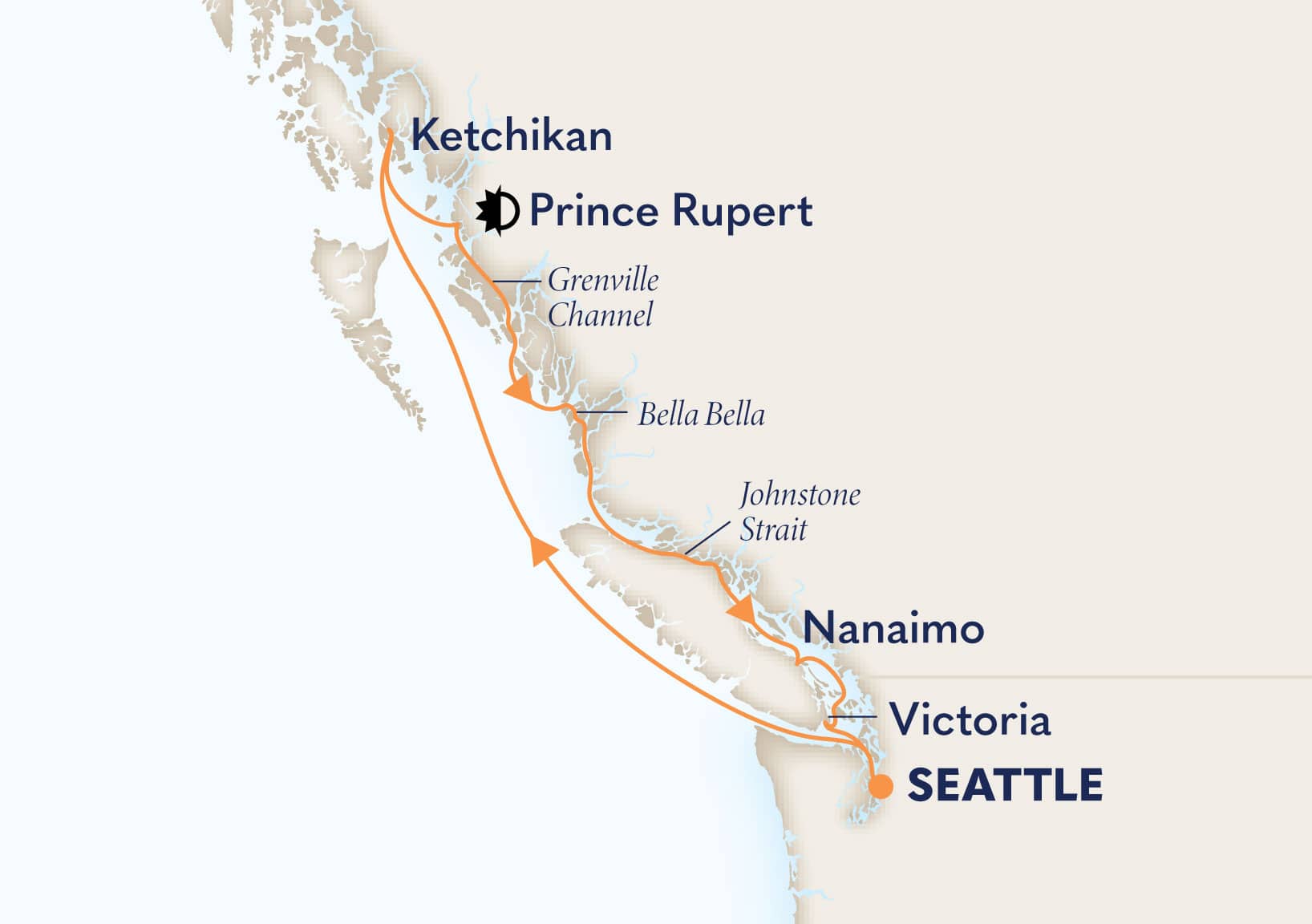 7-Day Great Bear Rainforest Itinerary Map