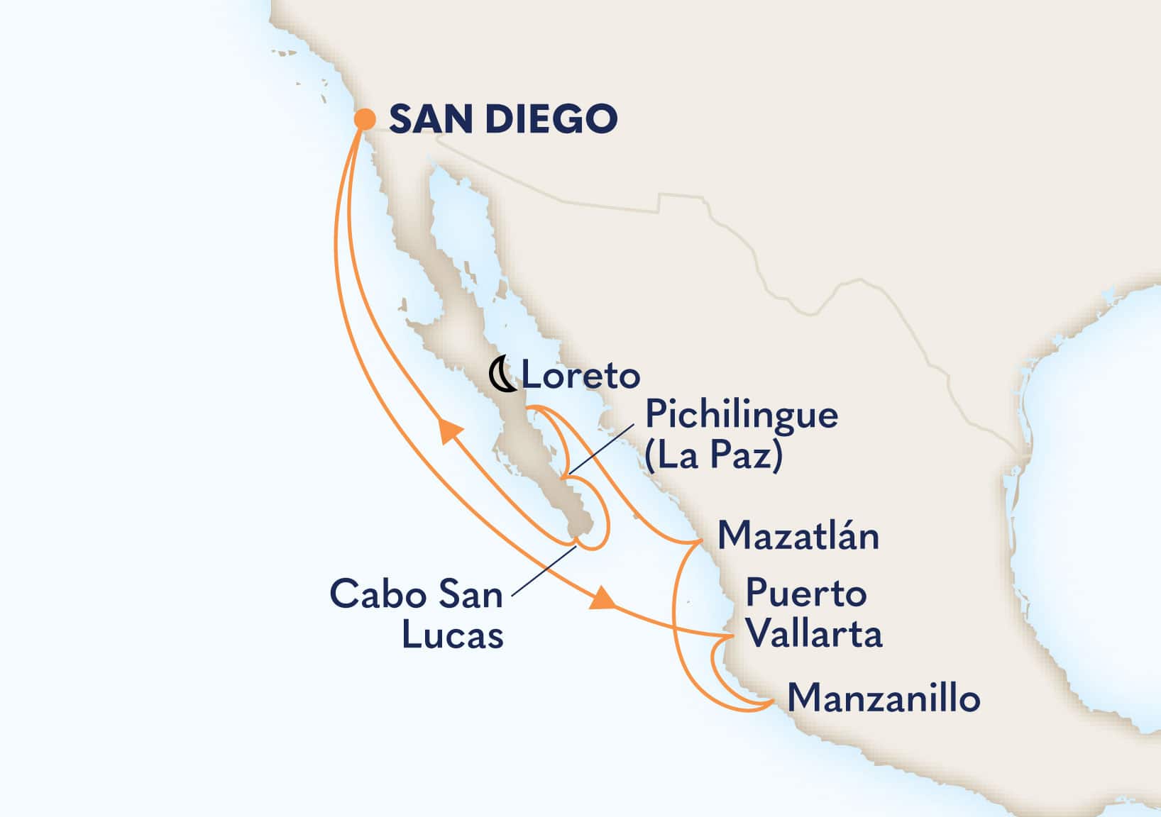 11-Day Mexican Riviera & Sea Of Cortez Itinerary Map