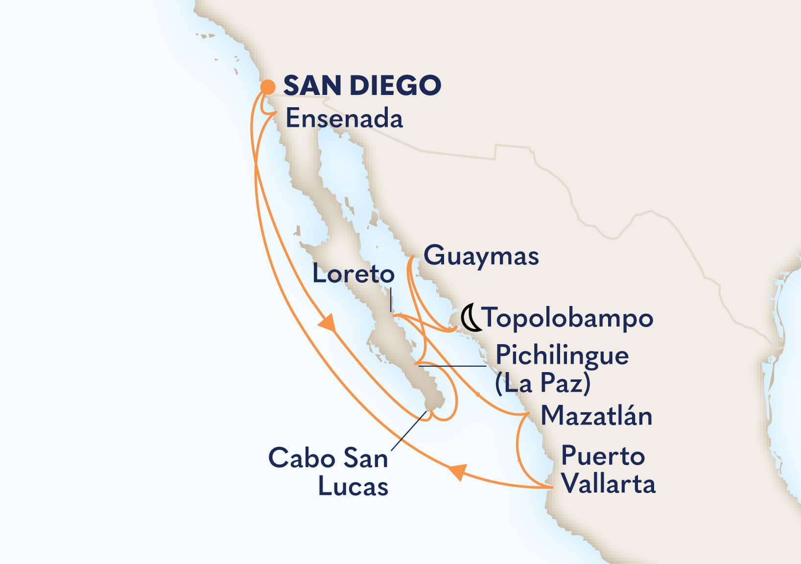 12-Day Historical Baja Peninsula Itinerary Map