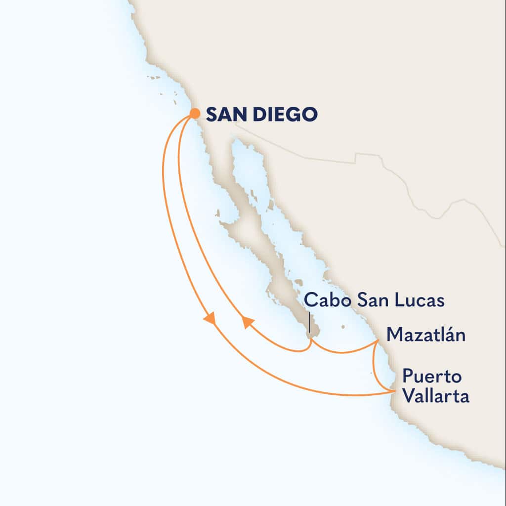 Itinerary map of 7-DAY MEXICAN RIVIERA