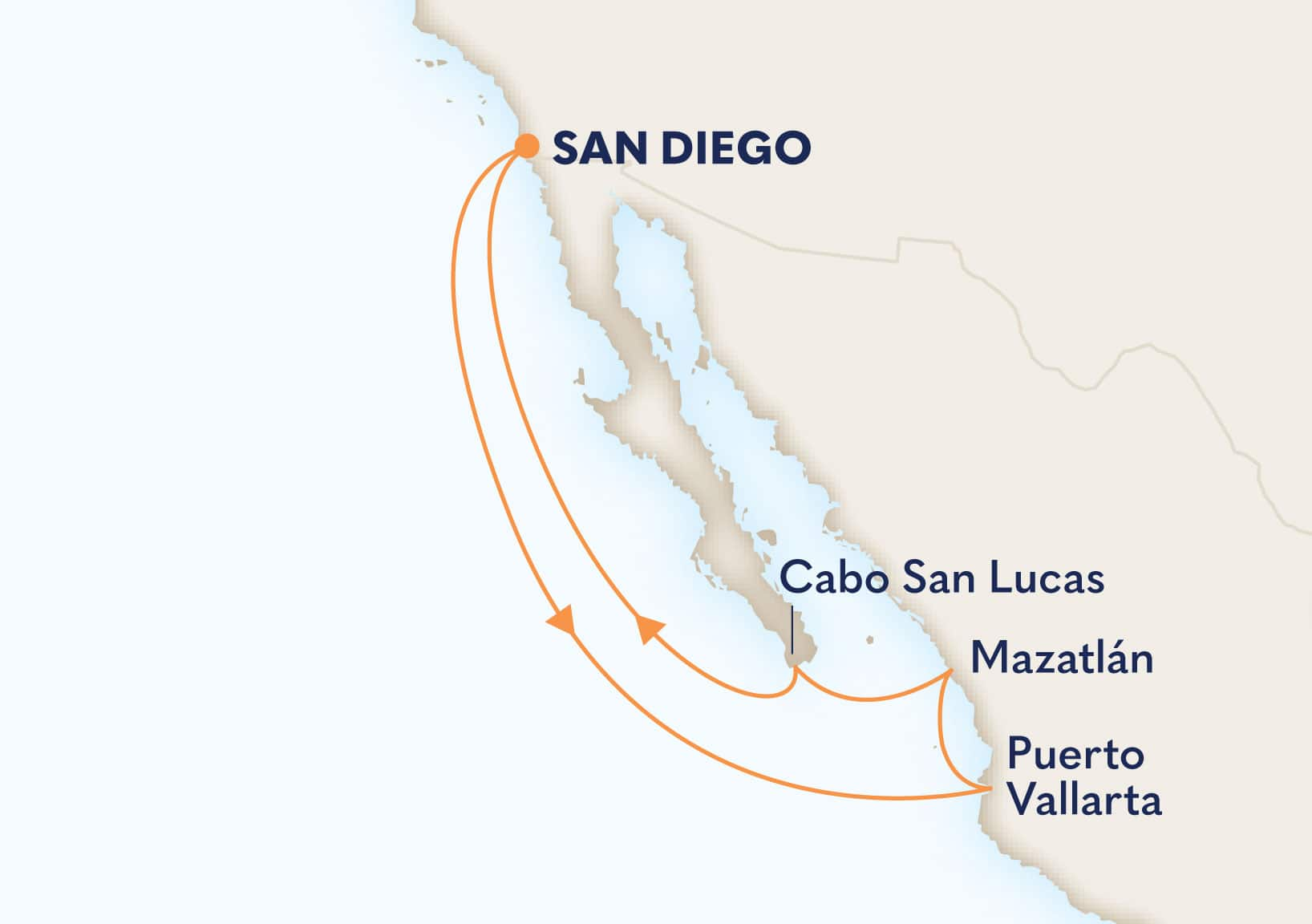 7-Day Mexican Riviera Itinerary Map