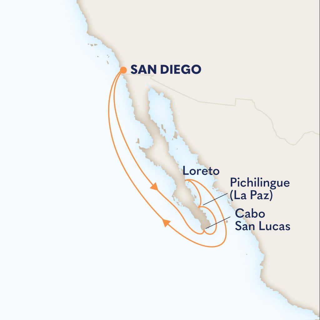 Itinerary map of 7-DAY BAJA PENINSULA