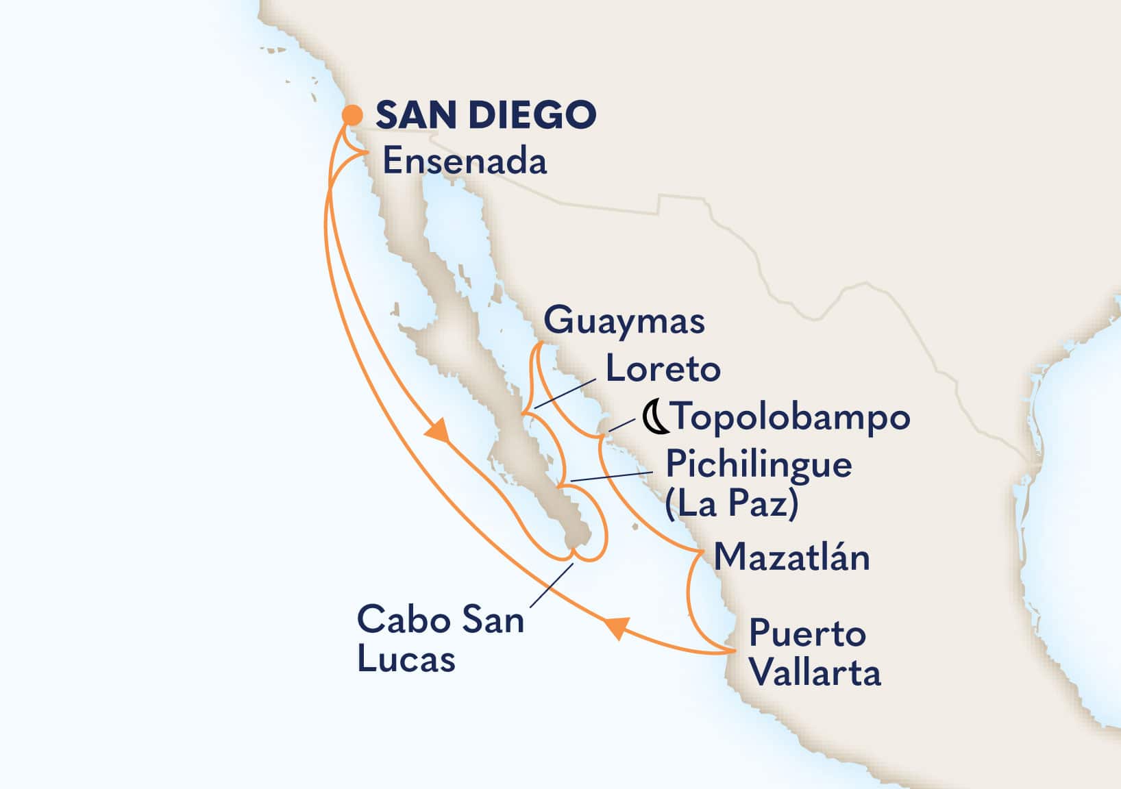 12-Day Historical Baja Peninsula Itinerary Map