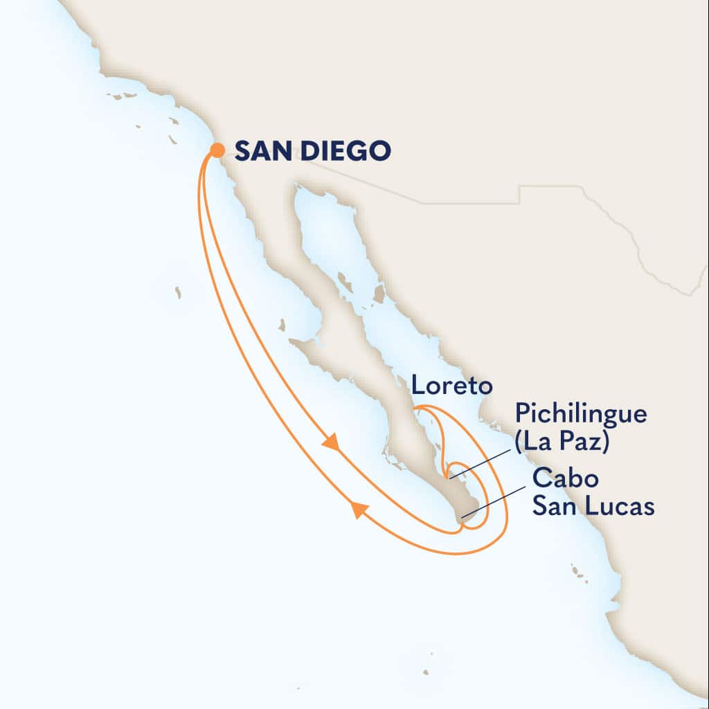 Itinerary map of 7-DAY BAJA PENINSULA