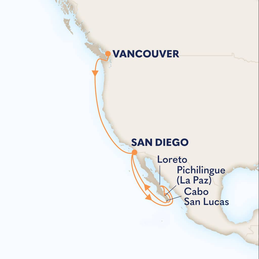 Itinerary map of 11-DAY BAJA PENINSULA & PACIFIC COAST