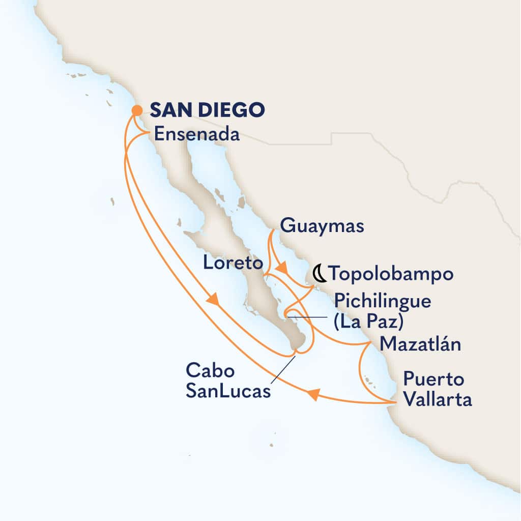 Itinerary map of 12-DAY HISTORICAL BAJA PENINSULA