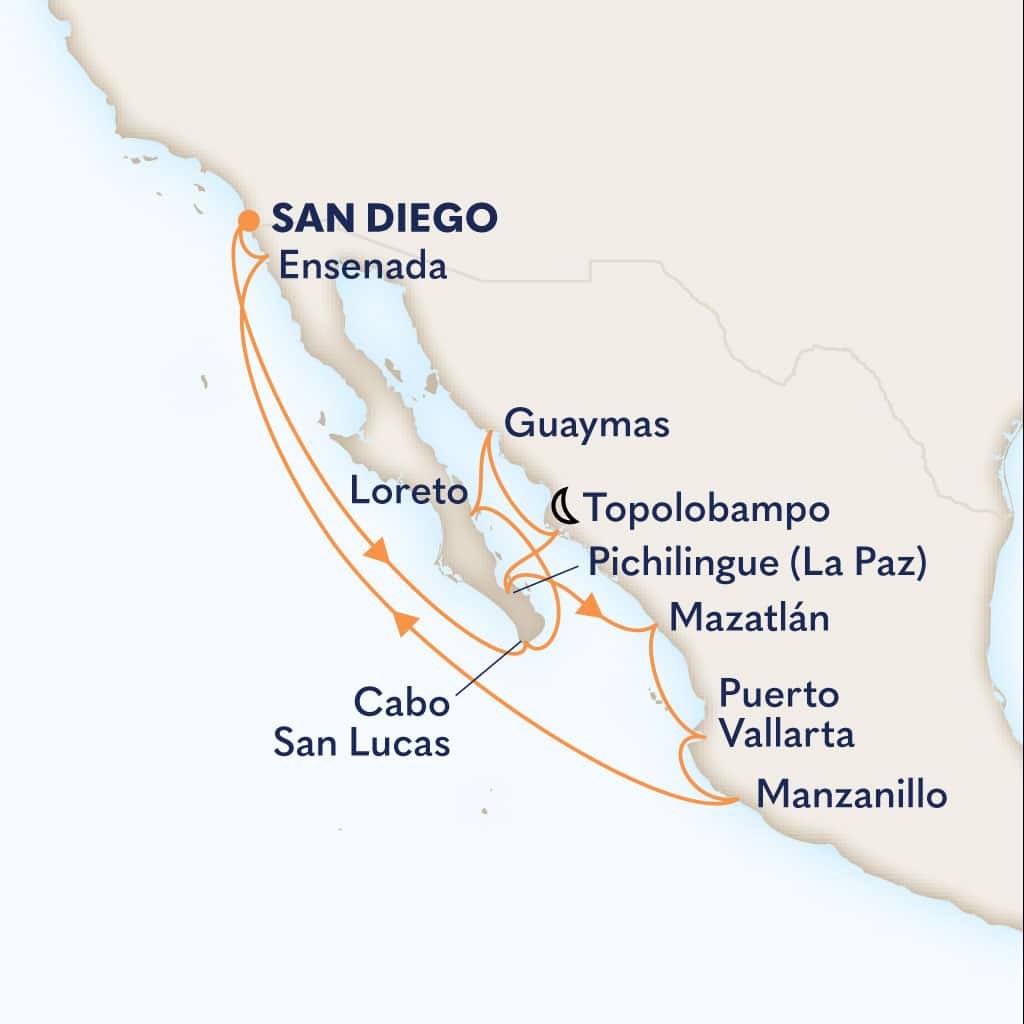 Itinerary map of 13-DAY HISTORICAL BAJA PENINSULA