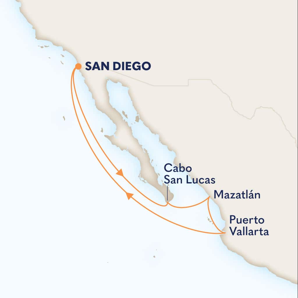 Itinerary map of 7-DAY MEXICAN RIVIERA