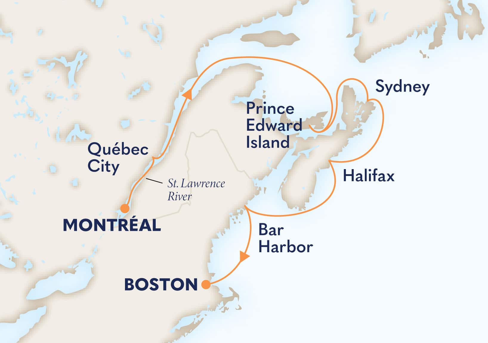 7-Day Canada & New England Discovery Itinerary Map