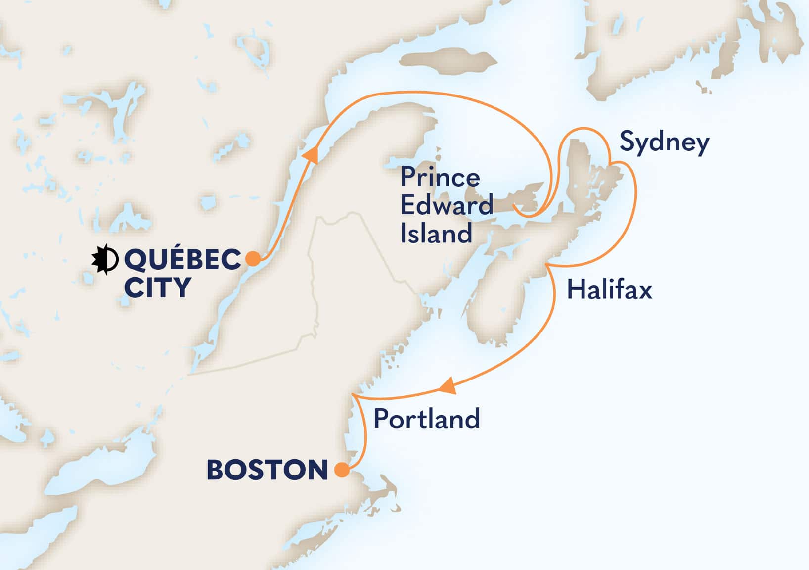 7-Day Canada & New England Discovery Itinerary Map
