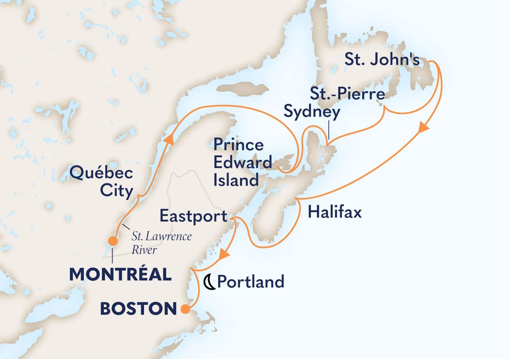 11-Day New England, New France & Newfoundland: St. John&#39;s Itinerary Map