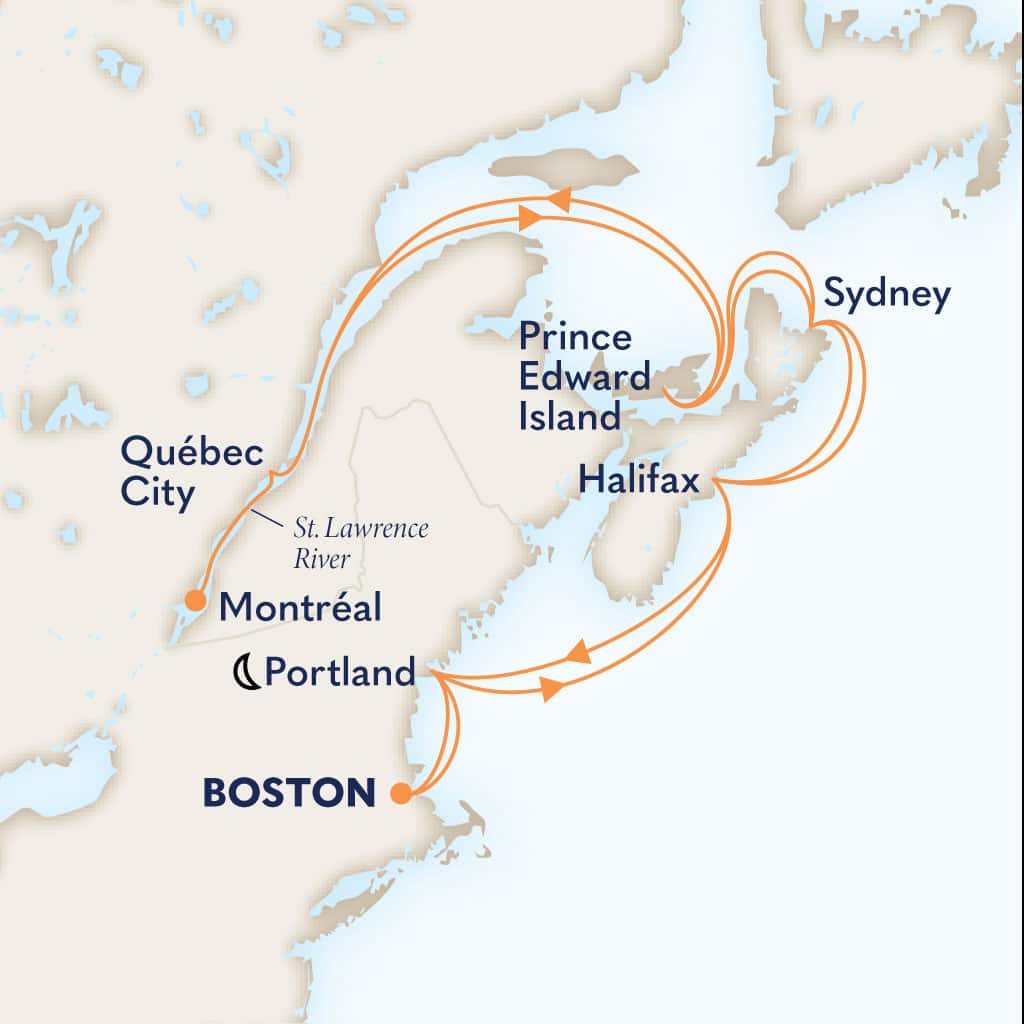 Itinerary map of 14-DAY CANADA & NEW ENGLAND: MARITIMES & MONTREAL COLLECTORS