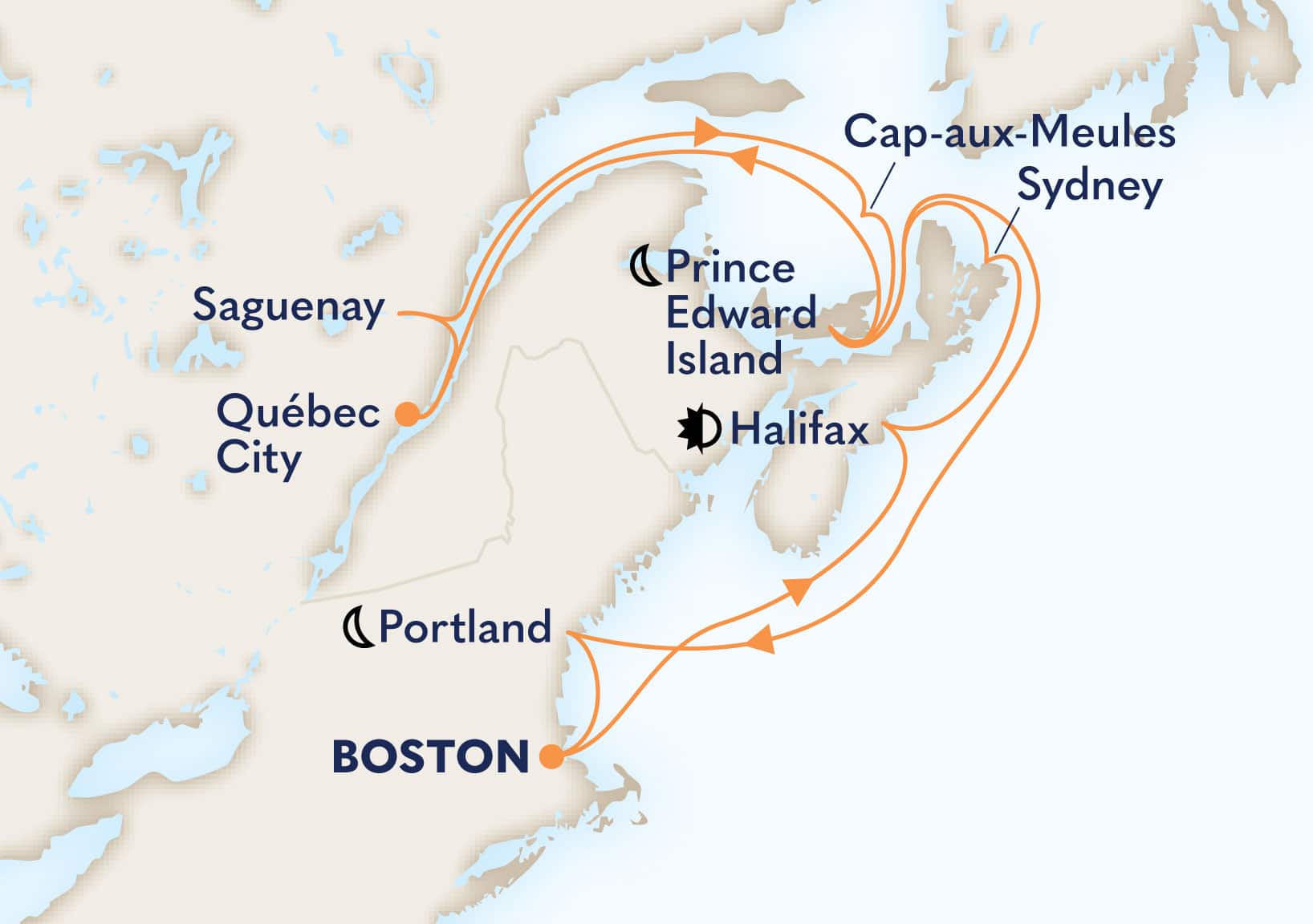 14-Day Canada & New England: Unesco Sites & Nights Collector Itinerary Map