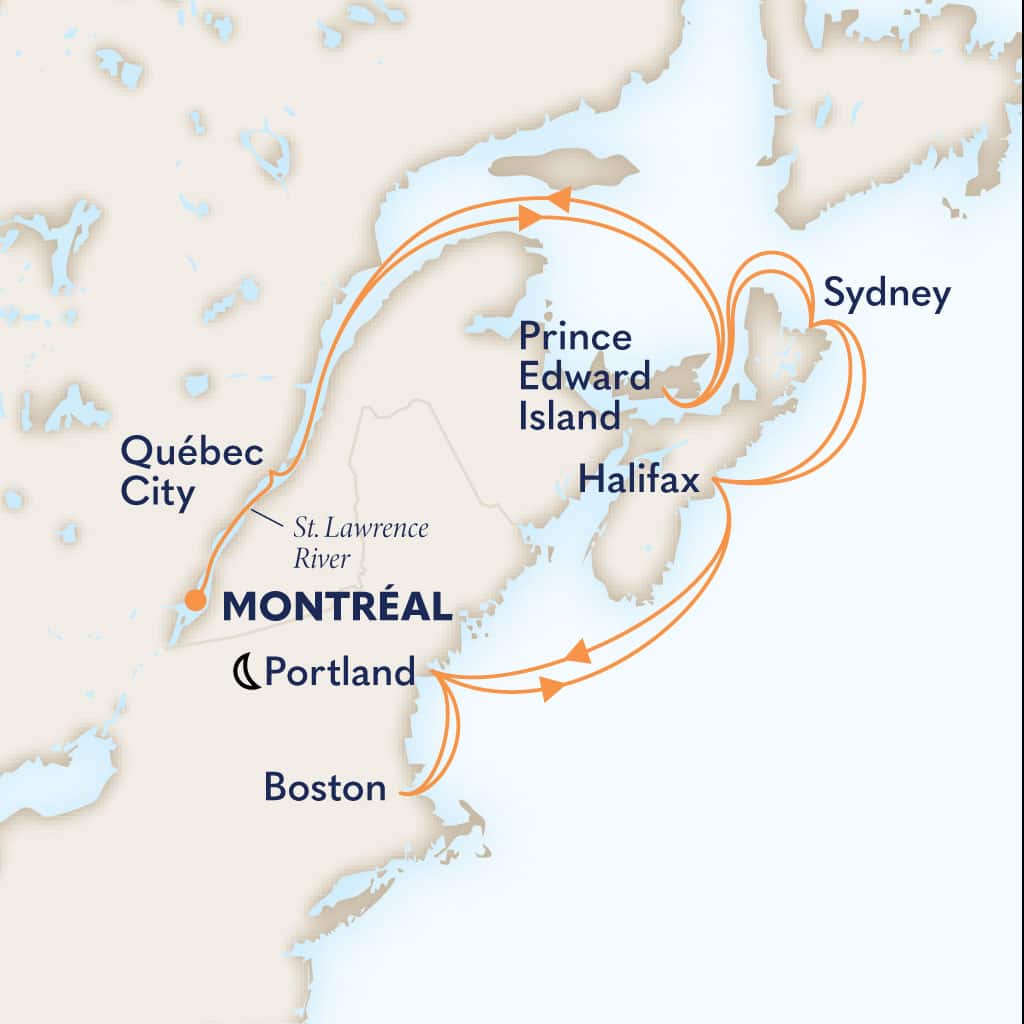 Itinerary map of 14-DAY CANADA & NEW ENGLAND: MARITIMES & MONTREAL COLLECTORS