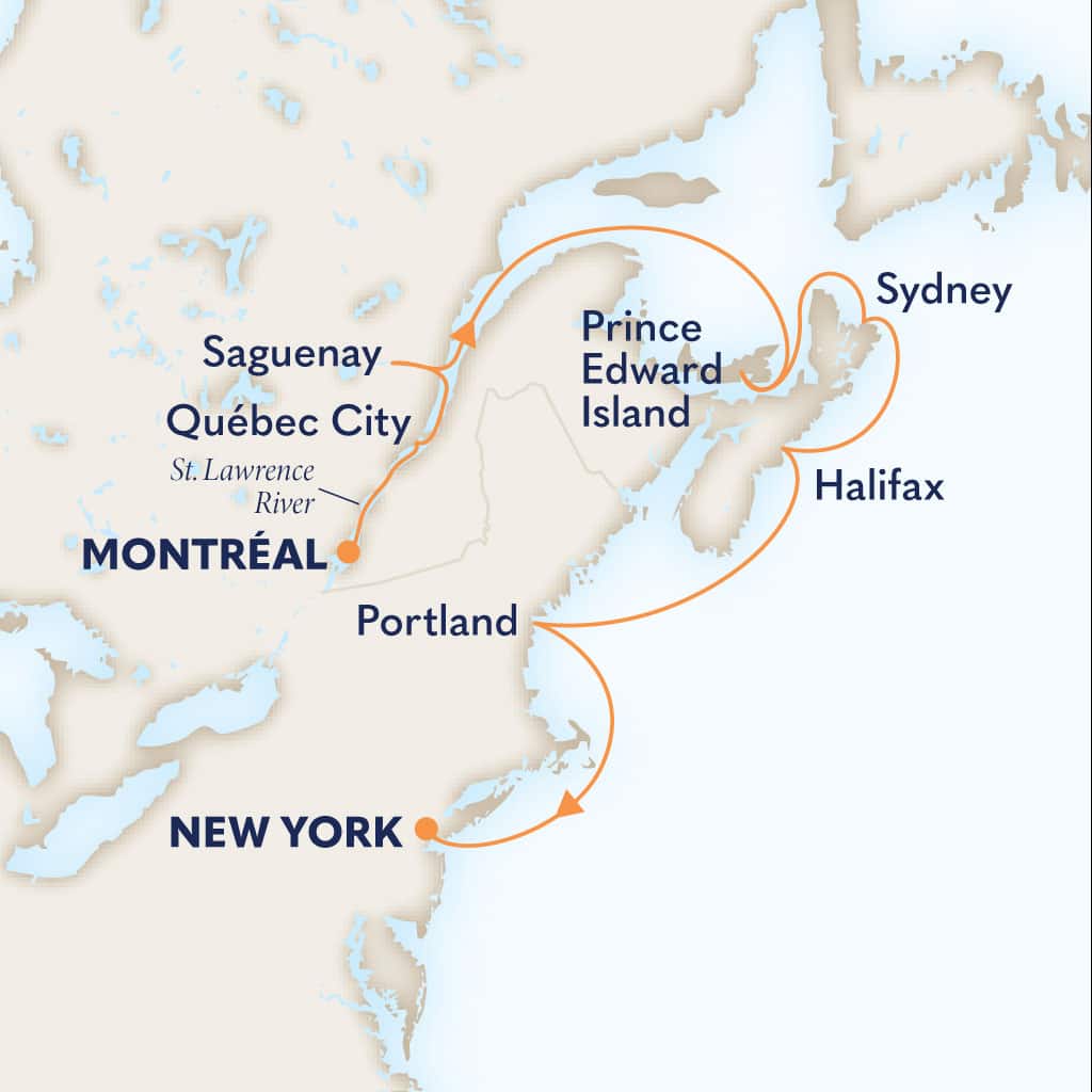 Itinerary map of 9-DAY LIGHTHOUSES & HARBORS OF CANADA & NEW ENGLAND