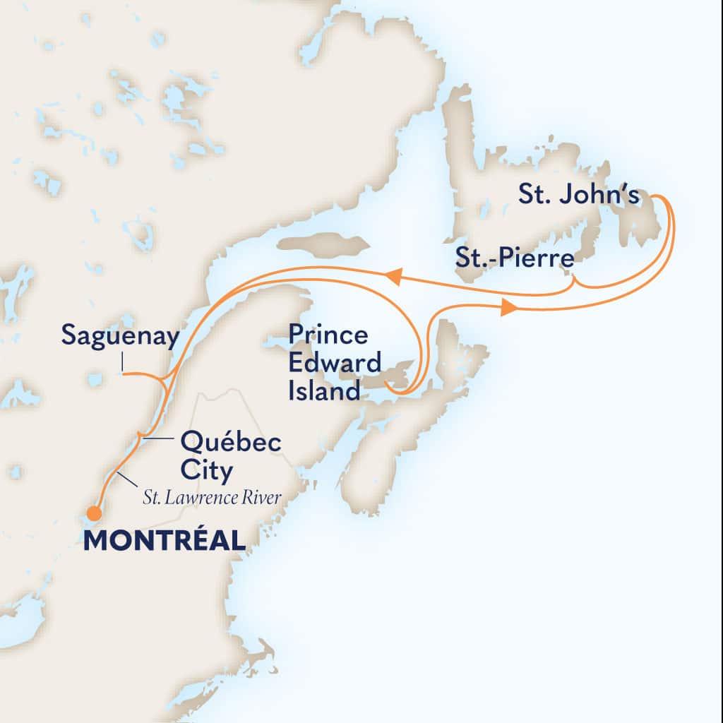Itinerary map of 10-DAY CANADA & NEW ENGLAND CIRCLE: NEW FRANCE & MONTREAL