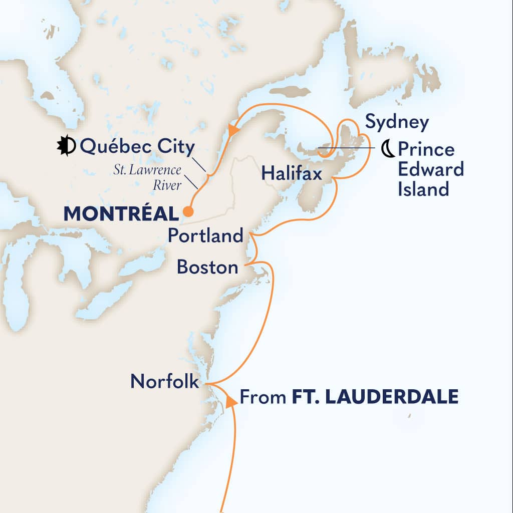 Itinerary map of 14-DAY ATLANTIC & COLONIAL NEW ENGLAND