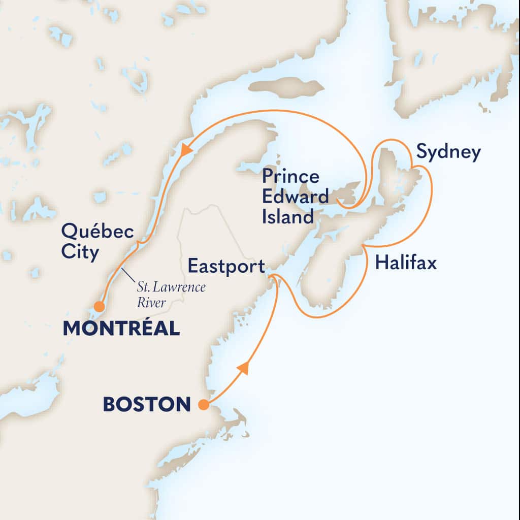 Itinerary map of 7-DAY CANADA & NEW ENGLAND: MAINE, MARITIMES & MONTREAL