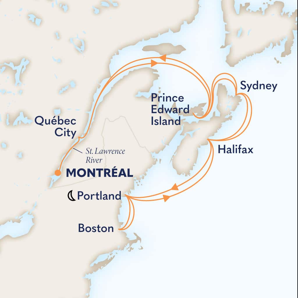Itinerary map of 14-DAY CANADA & NEW ENGLAND: MARITIMES & MONTREAL COLLECTORS