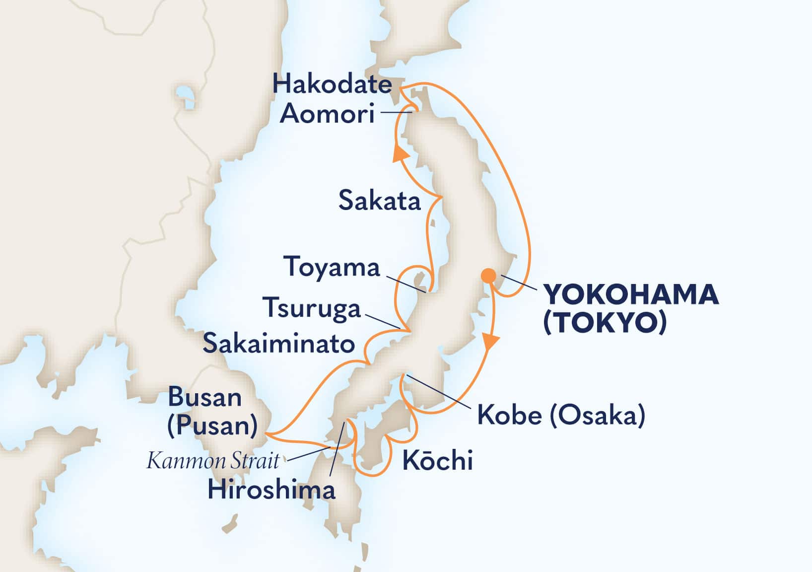 14-Day Circle Japan Itinerary Map