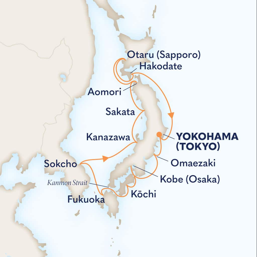 Itinerary map of 14-DAY CIRCLE JAPAN
