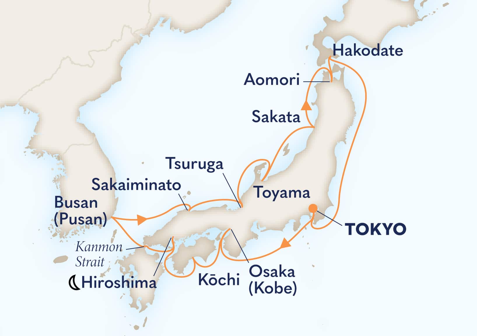 14-Day Circle Japan Itinerary Map